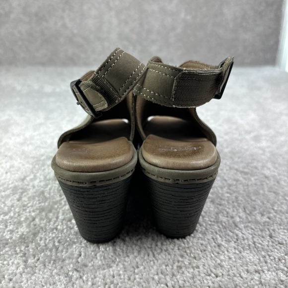 Dansko Vanda Taupe Nubuck Wedge Sandals Sling Backs Shoes Size 38 - Picture 4 of 5